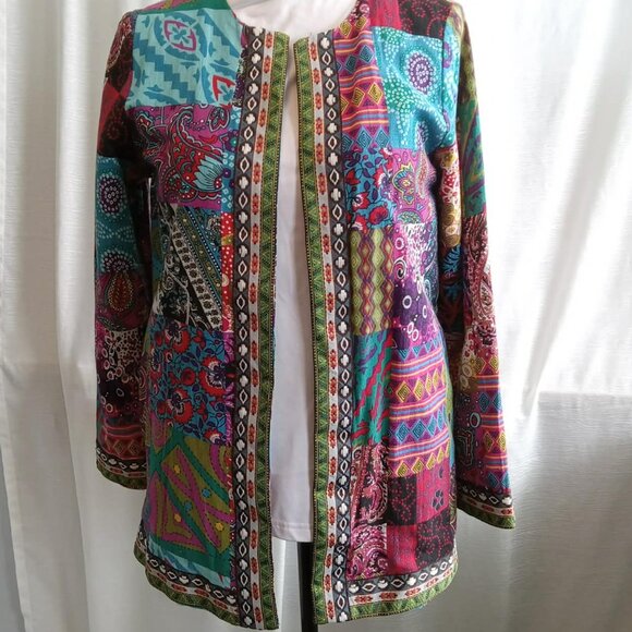 Zanzea collection Jackets & Blazers - Vintage quilted cardigan for women - Ethnic style - Floral print - Long sleeves